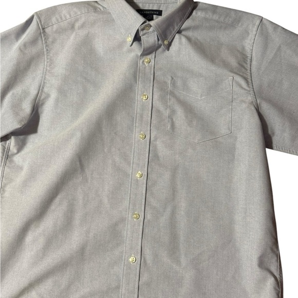 Lands' End Men's Button Dress Shirt Size 20 Gray Speckled Preppy Classic Career - Picture 7 of 11